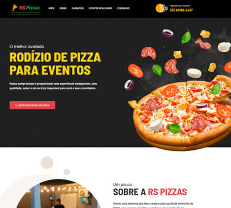 Criação de site para Rodízio de pizza para eventos - Criado por ChrisWeb